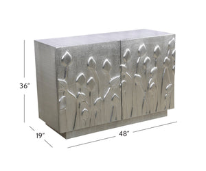 Basset Mirror Petal Modern Bar Cabinet – Elegant Solid Wood Frame With Unique Floral Design & Storage Options Silver Wood,Alluminum 2536-lr-508