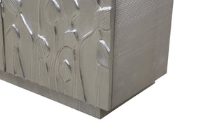 Basset Mirror Petal Modern Bar Cabinet – Elegant Solid Wood Frame With Unique Floral Design & Storage Options Silver Wood,Alluminum 2536-lr-508