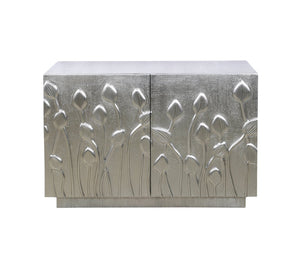 Basset Mirror Petal Modern Bar Cabinet – Elegant Solid Wood Frame With Unique Floral Design & Storage Options Silver Wood,Alluminum 2536-lr-508