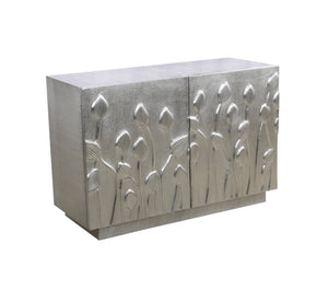 Basset Mirror Petal Modern Bar Cabinet – Elegant Solid Wood Frame With Unique Floral Design & Storage Options Silver Wood,Alluminum 2536-lr-508