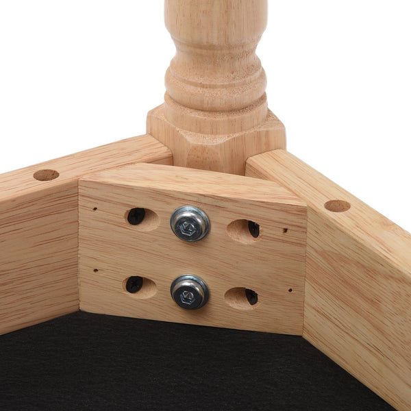 English Elm Vanity Ivory Tufted Ottoman Stool with Nailhead Trim & Carved Wood Legs — Faux Leather Bench, 300LB Capacity T3623P381007