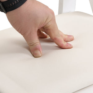 English Elm Upholstered solid wood folding chair with plush PU cushion, space-saving portable seating for events/home gatherings Beige+White W495P193649