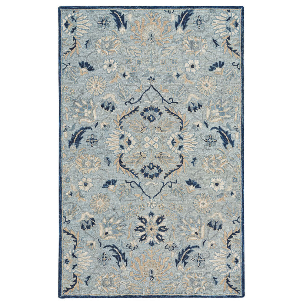 Capel Rugs Avanti-eleanor Vibrant Mosaic Wool Rug With Hand-worked Accents, Perfect For Eclectic Spaces Ice Blue, Ivory 100% Wool 2537rs03060506425
