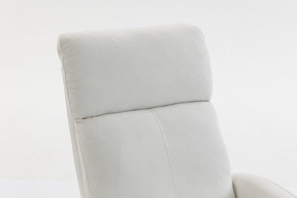 English Elm Short Plush Swivel Recliner Armchair with 360 Degree Rotation for Living Room Cream White W547P437353