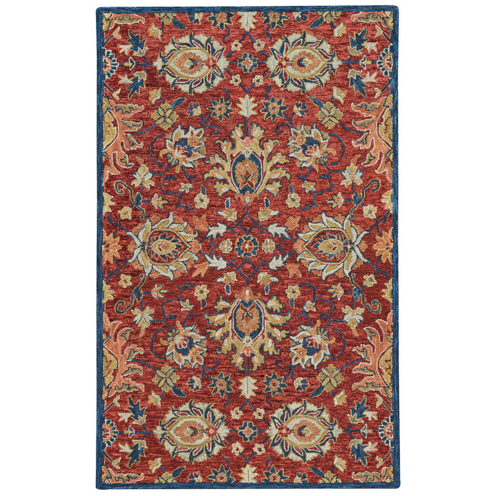 Capel Rugs Avanti-keshan Eclectic Wool Area Rug With Vibrant Mosaic Design And Hand-worked Accents Red Navy, Terra,Cotta 100% Wool 2538rs07091000575