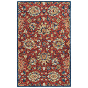 Capel Rugs Avanti-keshan Eclectic Wool Area Rug With Vibrant Mosaic Design And Hand-worked Accents Red Navy, Terra,Cotta 100% Wool 2538rs07091000575