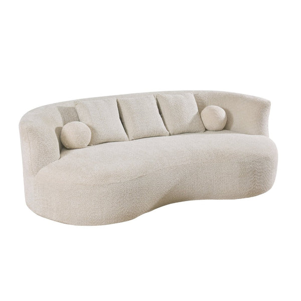 English Elm 90 Inch Curved Boucle Sofa Sculptural Upholstered Couch for Modern Living Spaces Beige N773P376896S