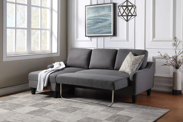 OSP Home Furnishings Lester Chaise Sofa Grey