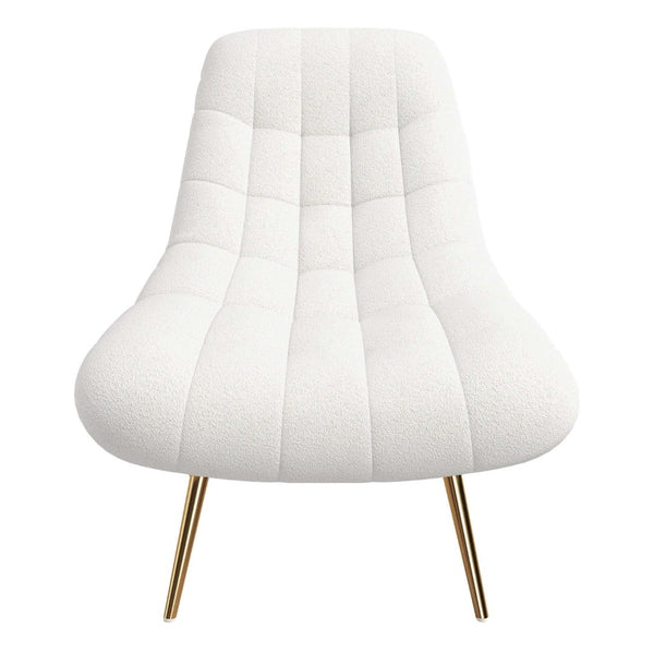 English Elm Aubrey Boucle Accent Lounge Chair Mid-century Curved Silhouette for Reading Rooms B183P201635