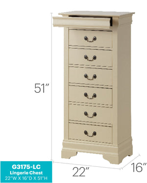English Elm Louis Elegant Curved-Molding Chest with Carved Base, Dovetail Drawers for Smooth, Space-Saving Storage Beige 53 L x 24 W x 19 H B078118385