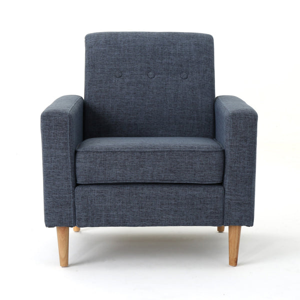 English Elm Christopher Knight Home® - CLUB Modern Fabric Club Chair with Plush Polyester Upholstery and Rubber Wood Legs for Living Room Comfort Dark Blue 31.5 L x 28.5 W x 18.75 H 61237.00DBL