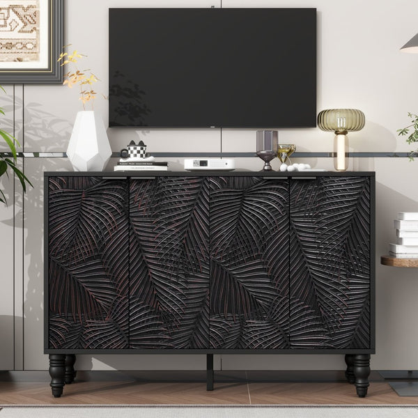 English Elm Vibe 47.2'' Stylish Modern Tv Stand With Solid Wood Legs, Spacious Storage & Anti-Tip Safety Design N724P233372B-GIGA