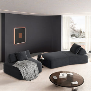 English Elm 139" Modern Oversized Modular Sectional Sofa Set - Fluffy Chenille Upholstery, Deep Seats, Removable Backrests, Plush Pillows, No Assembly Required DARK GREY W3219S00002