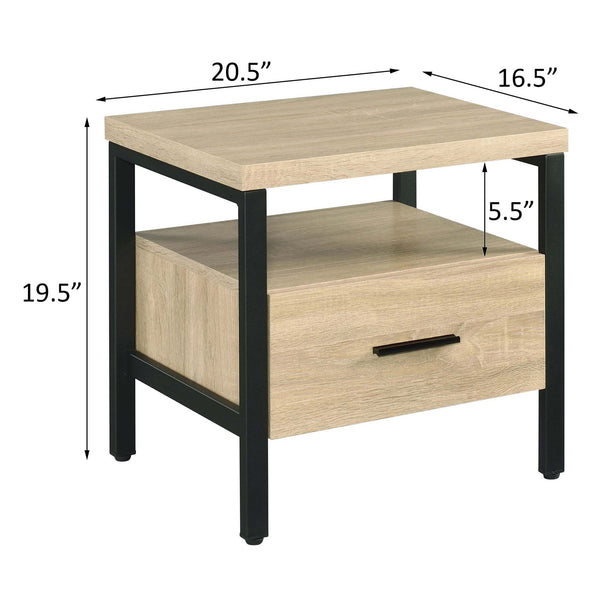 English Elm Oak Slim 1-Drawer Accent Table with Open Shelf and Metal Legs - Versatile Nightstand for Living Room hallway décor B062P186480
