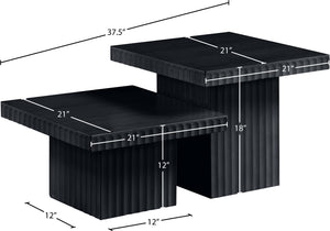 Meridian Furniture Spencer Modular Two Piece Oak Veneer Coffee Table with Fluted Base for Living Rooms 253Black-CT-2B