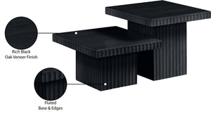 Meridian Furniture Spencer Modular Two Piece Oak Veneer Coffee Table with Fluted Base for Living Rooms 253Black-CT-2B