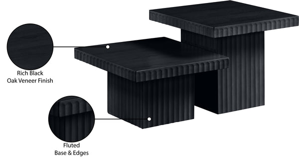 Meridian Furniture Spencer Modular Two Piece Oak Veneer Coffee Table with Fluted Base for Living Rooms 253Black-CT-2B