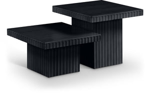 Meridian Furniture Spencer Modular Two Piece Oak Veneer Coffee Table with Fluted Base for Living Rooms 253Black-CT-2B