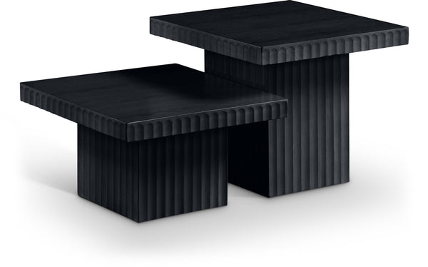 Meridian Furniture Spencer Modular Two Piece Oak Veneer Coffee Table with Fluted Base for Living Rooms 253Black-CT-2B