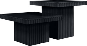 Meridian Furniture Spencer Modular Two Piece Oak Veneer Coffee Table with Fluted Base for Living Rooms 253Black-CT-2B
