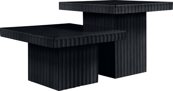 Meridian Furniture Spencer Modular Two Piece Oak Veneer Coffee Table with Fluted Base for Living Rooms 253Black-CT-2B