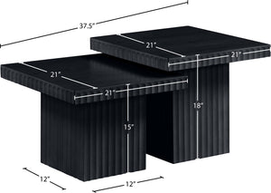 Meridian Furniture Spencer Modular Two-piece Coffee Table with Fluted Oak Veneer in Bold Black Finish 253Black-CT-2C