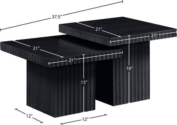 Meridian Furniture Spencer Modular Two-piece Coffee Table with Fluted Oak Veneer in Bold Black Finish 253Black-CT-2C