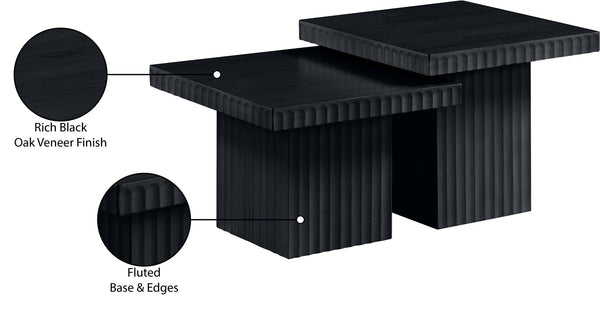 Meridian Furniture Spencer Modular Two-piece Coffee Table with Fluted Oak Veneer in Bold Black Finish 253Black-CT-2C
