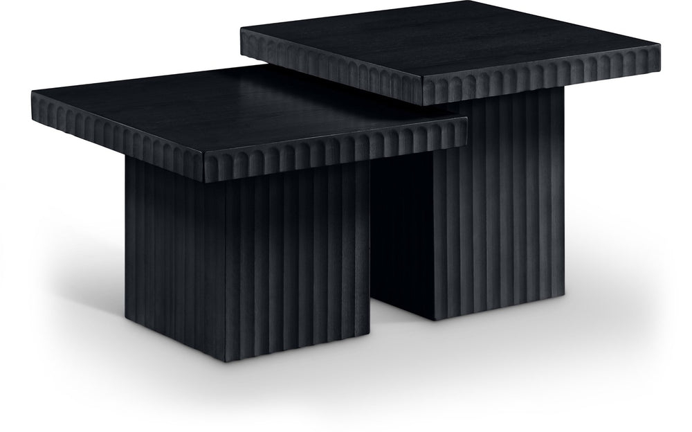 Meridian Furniture Spencer Modular Two-piece Coffee Table with Fluted Oak Veneer in Bold Black Finish 253Black-CT-2C