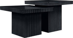 Meridian Furniture Spencer Modular Two-piece Coffee Table with Fluted Oak Veneer in Bold Black Finish 253Black-CT-2C