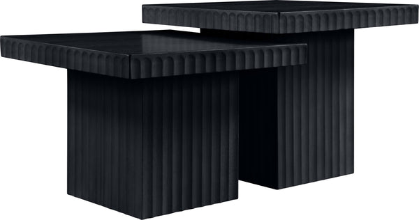 Meridian Furniture Spencer Modular Two-piece Coffee Table with Fluted Oak Veneer in Bold Black Finish 253Black-CT-2C
