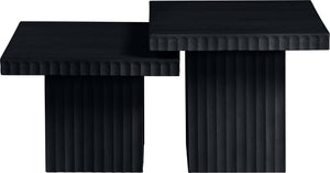 Meridian Furniture Spencer Modular Two-piece Coffee Table with Fluted Oak Veneer in Bold Black Finish 253Black-CT-2C