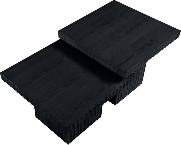 Meridian Furniture Spencer Modular Two-piece Coffee Table with Fluted Oak Veneer in Bold Black Finish 253Black-CT-2C
