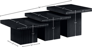 Meridian Furniture Spencer Modular Three Piece Coffee Table Fluted Base Black Oak Veneer Living Room 253Black-CT-3A