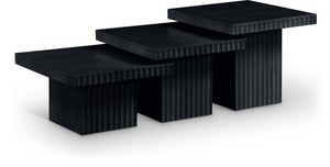 Meridian Furniture Spencer Modular Three Piece Coffee Table Fluted Base Black Oak Veneer Living Room 253Black-CT-3A