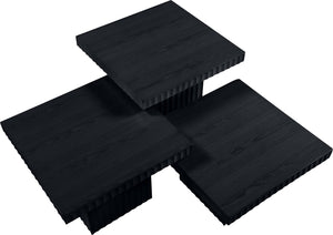 Meridian Furniture Spencer Modular Three Piece Coffee Table Fluted Base Black Oak Veneer Living Room 253Black-CT-3A