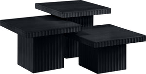 Meridian Furniture Spencer Modular Three Piece Coffee Table Fluted Base Black Oak Veneer Living Room 253Black-CT-3A