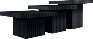 Meridian Furniture Spencer Modular Three Piece Coffee Table Fluted Base Black Oak Veneer Living Room 253Black-CT-3A