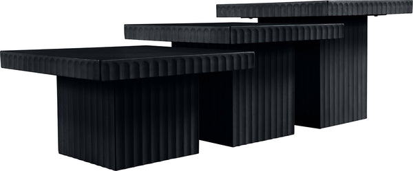 Meridian Furniture Spencer Modular Three Piece Coffee Table Fluted Base Black Oak Veneer Living Room 253Black-CT-3A