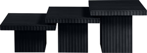 Meridian Furniture Spencer Modular Three Piece Coffee Table Fluted Base Black Oak Veneer Living Room 253Black-CT-3A