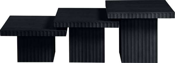 Meridian Furniture Spencer Modular Three Piece Coffee Table Fluted Base Black Oak Veneer Living Room 253Black-CT-3A