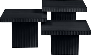 Meridian Furniture Spencer Modular Three Piece Coffee Table Fluted Base Black Oak Veneer Living Room 253Black-CT-3A