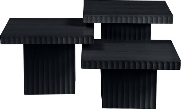 Meridian Furniture Spencer Modular Three Piece Coffee Table Fluted Base Black Oak Veneer Living Room 253Black-CT-3A