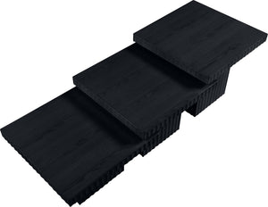 Meridian Furniture Spencer Modular Three Piece Coffee Table Fluted Base Black Oak Veneer Living Room 253Black-CT-3A