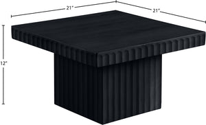 Meridian Furniture Spencer Fluted Oak Veneer Square Coffee Table with Sculptural Black Finish for Living Rooms 253Black-CT12