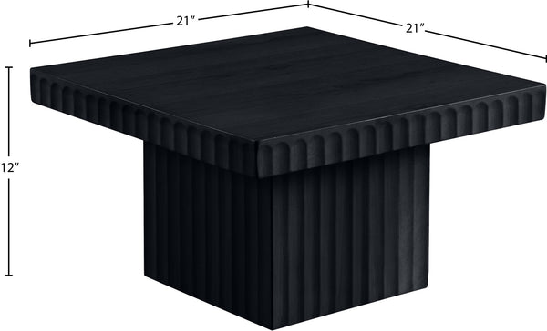 Meridian Furniture Spencer Fluted Oak Veneer Square Coffee Table with Sculptural Black Finish for Living Rooms 253Black-CT12