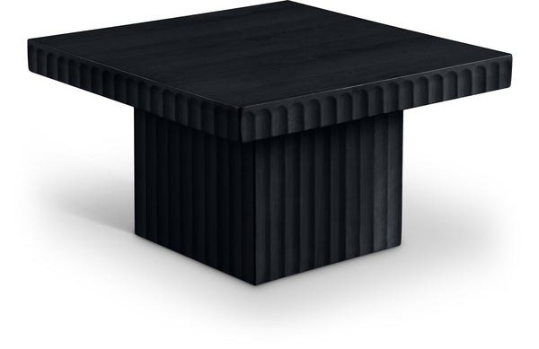 Meridian Furniture Spencer Fluted Oak Veneer Square Coffee Table with Sculptural Black Finish for Living Rooms 253Black-CT12