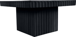 Meridian Furniture Spencer Fluted Oak Veneer Square Coffee Table with Sculptural Black Finish for Living Rooms 253Black-CT12