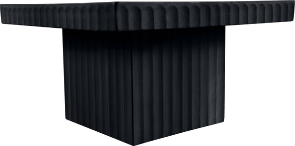 Meridian Furniture Spencer Fluted Oak Veneer Square Coffee Table with Sculptural Black Finish for Living Rooms 253Black-CT12