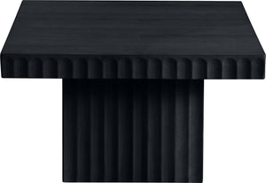 Meridian Furniture Spencer Fluted Oak Veneer Square Coffee Table with Sculptural Black Finish for Living Rooms 253Black-CT12